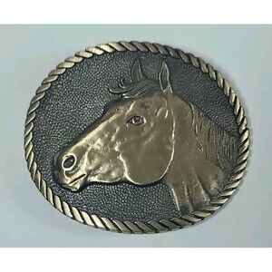 Horse Belt Buckle Award Design Medals Western Solid Brass Vintage 70s